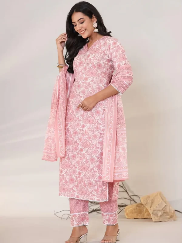 SD4U Printed Pant Set With Duppata in Cotton Fabric