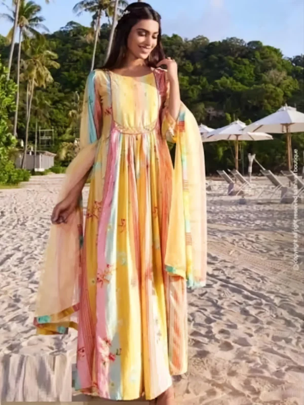 SD4U Long Gown With Duppata in Digital Print