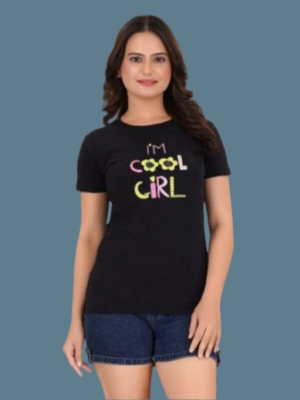 BLACK Chest Printed Tshirt Regular fit Half Sleeve