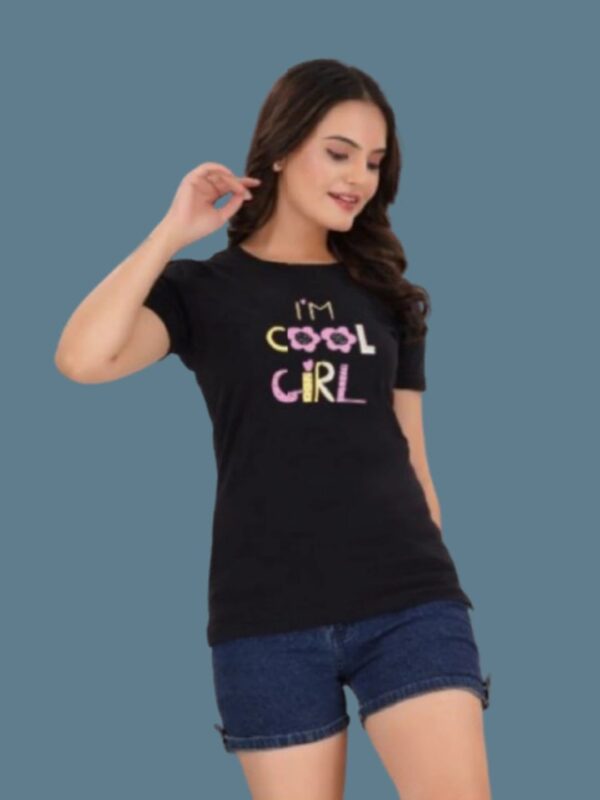 BLACK Chest Printed Tshirt Regular fit Half Sleeve