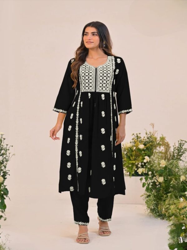 SD4U Lucknowi Chikankari Pant Set in RAYON Fabric