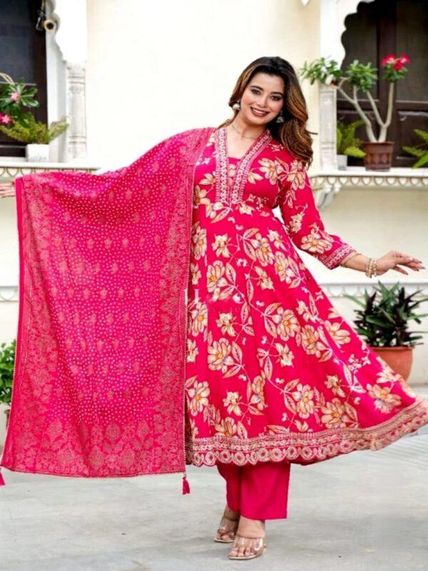 SD4U Printed Anarkali set With HEAVY Duppata