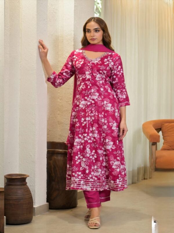 SD4U Printed Anarkali set With Duppata