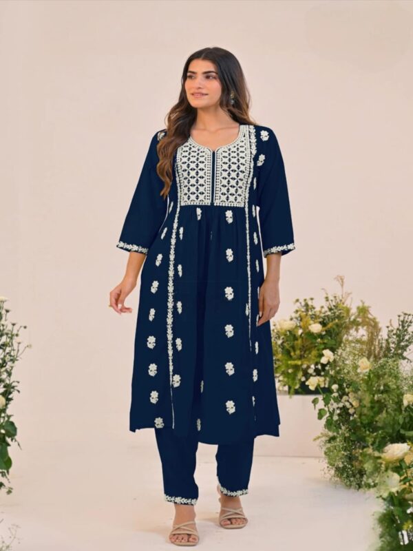 SD4U Lucknowi Chikankari Pant Set in RAYON Fabric