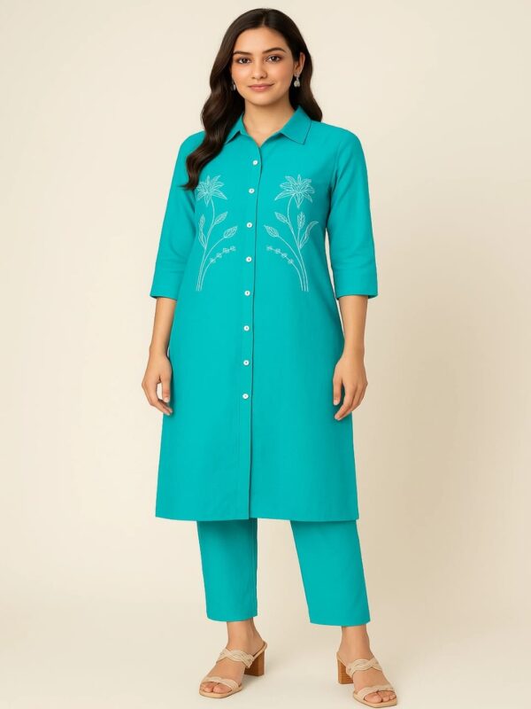 SD4U PLAIN CO-ORD SET WITH EMBROIDERY WORK