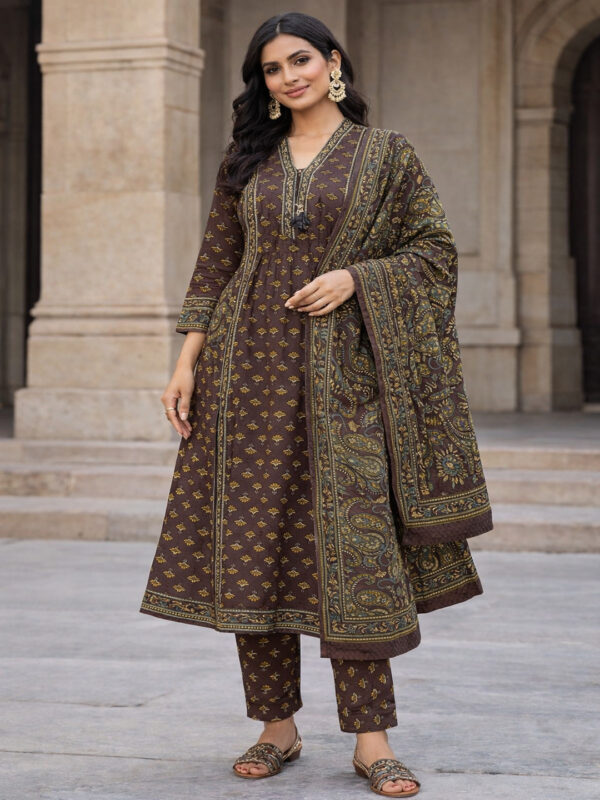 SD4U Printed Anarkali set With Duppata